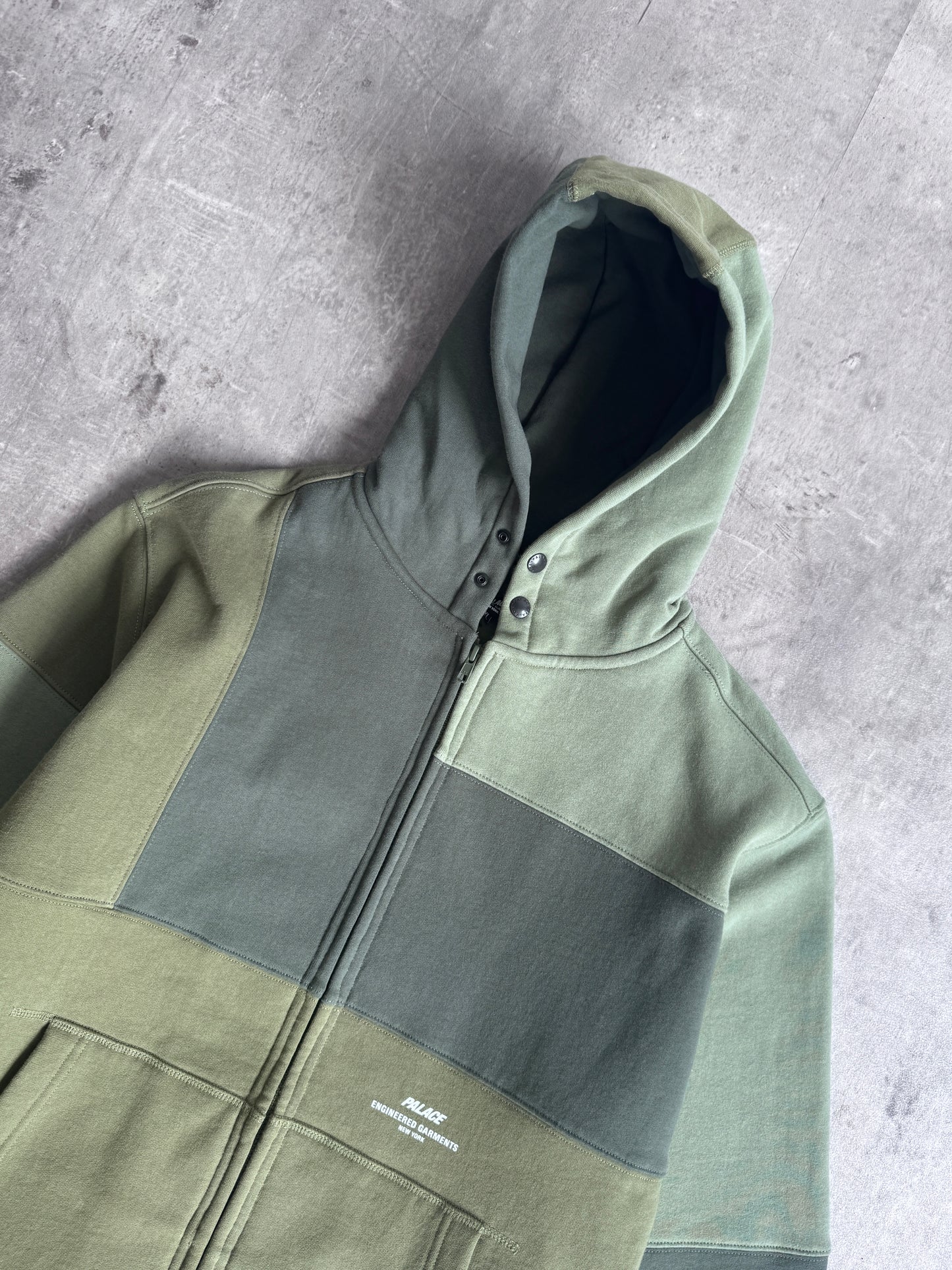 Palace Engineered Garments NY Tri Tone Green Hoodie