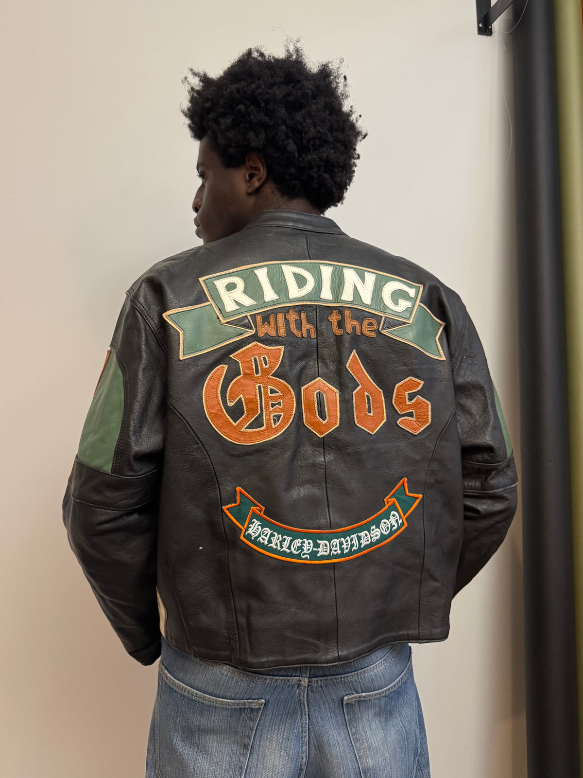 1990's 'Howie & Sons' Colour Block Leather Moto Jacket
