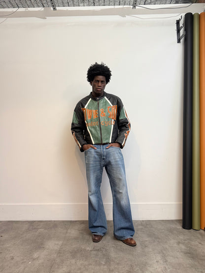 1990's 'Howie & Sons' Colour Block Leather Moto Jacket