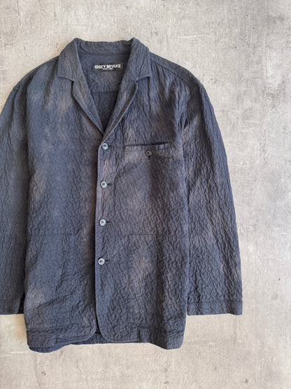 S/S 2002 Issey Miyake White Label Bleach Effect Seersucker Jacket