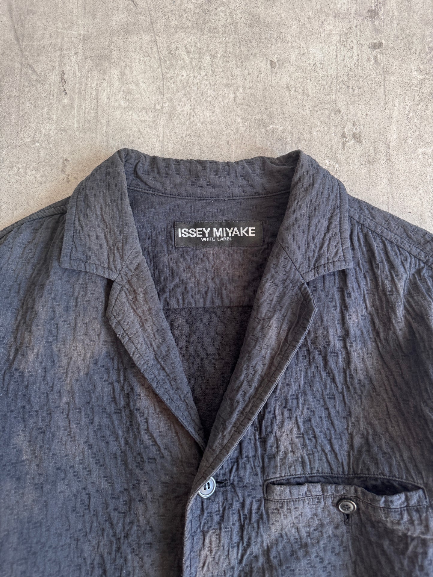 S/S 2002 Issey Miyake White Label Bleach Effect Seersucker Jacket