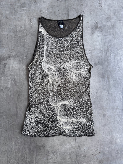 1990s Jean Paul Gaultier Patterned Face Brown Vest Top