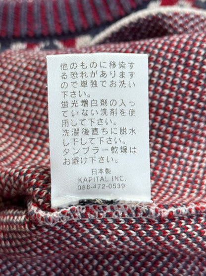 Kapital Navy Multi Patterned Intarsia Knit Sweater