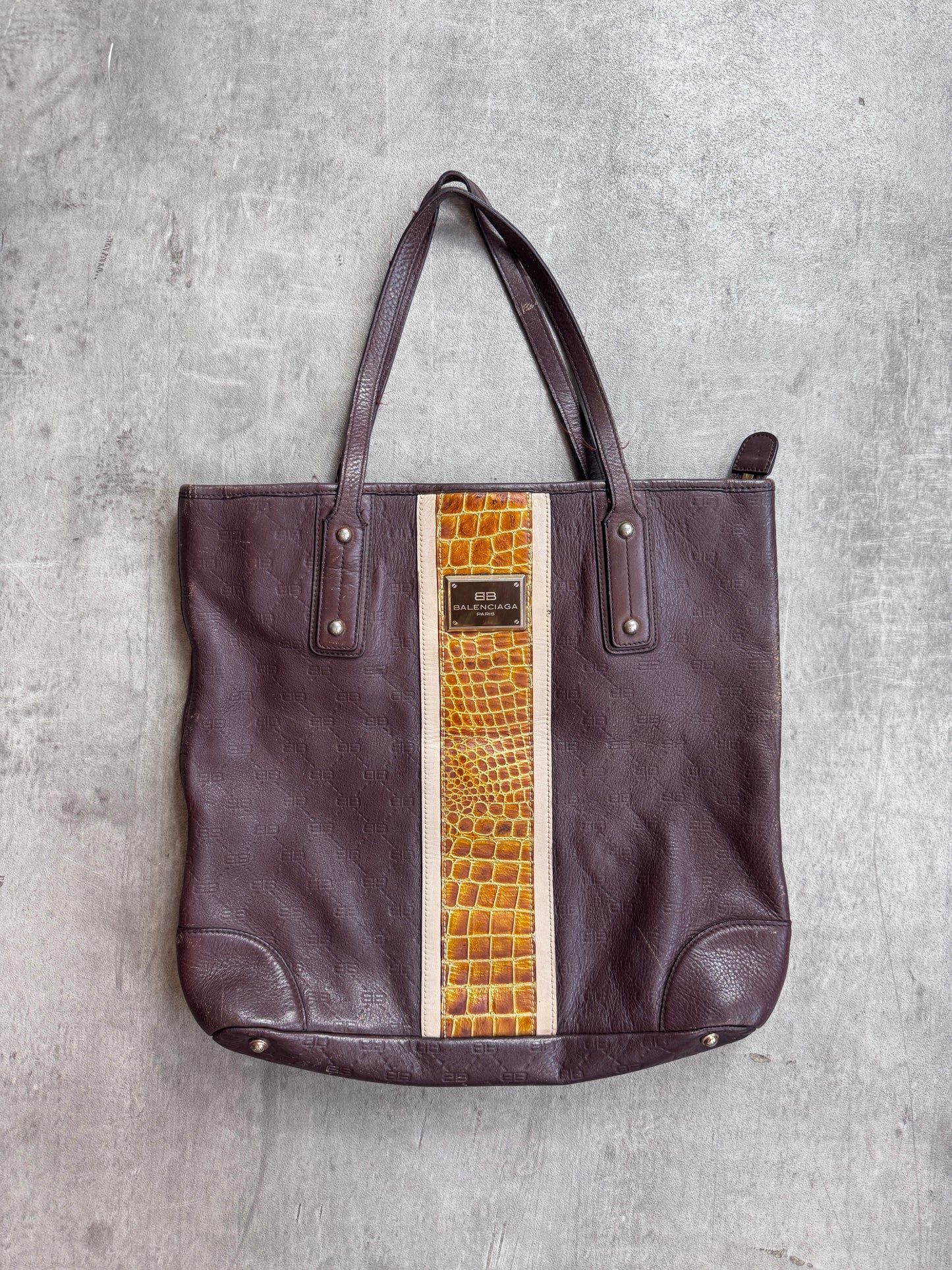 Balenciaga Logo Embossed Leather Shoulder Bag