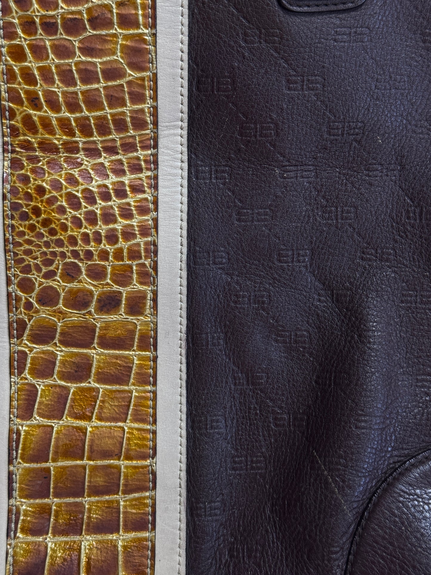 Balenciaga Logo Embossed Leather Shoulder Bag