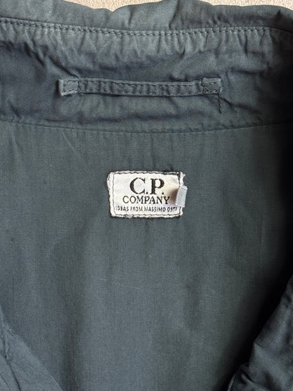1980s C.P. Company Petrol Blue Garment Dyed Double Breasted Cotton Trench