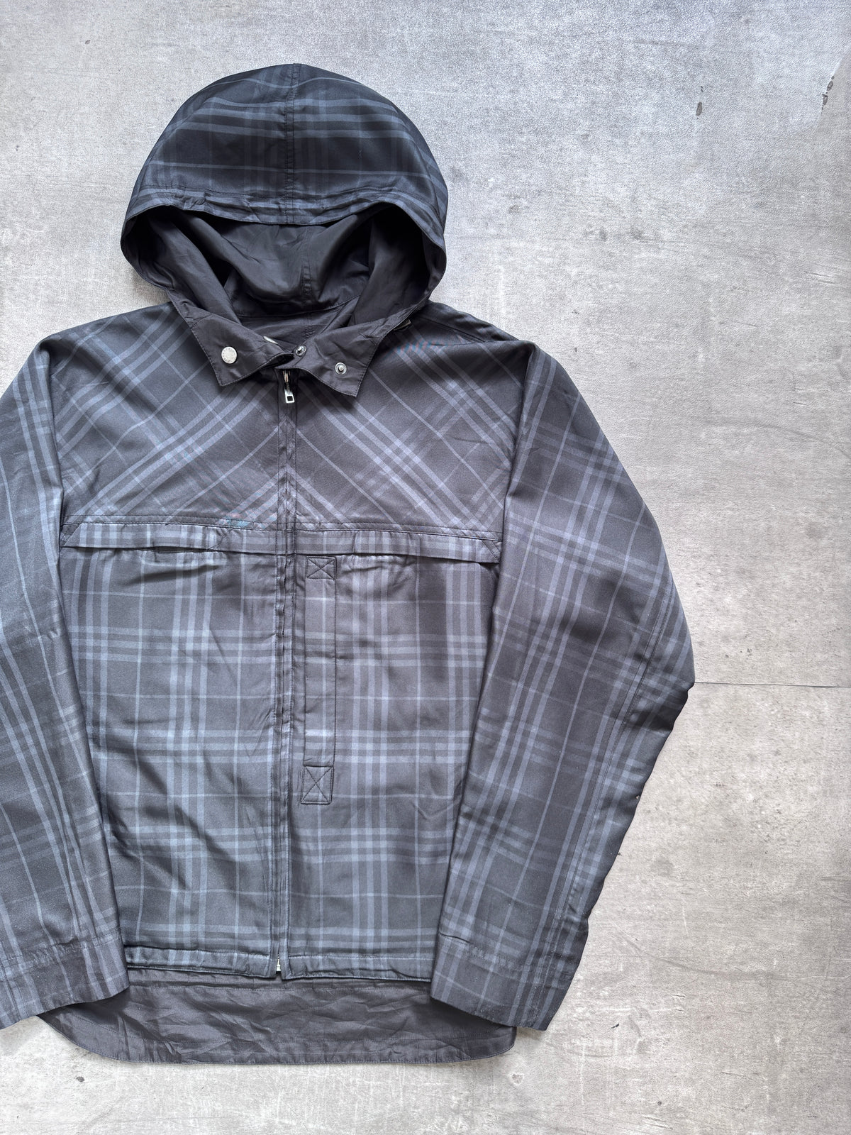 2000's Burberry UK Made Packable Plaid Tech Jacket