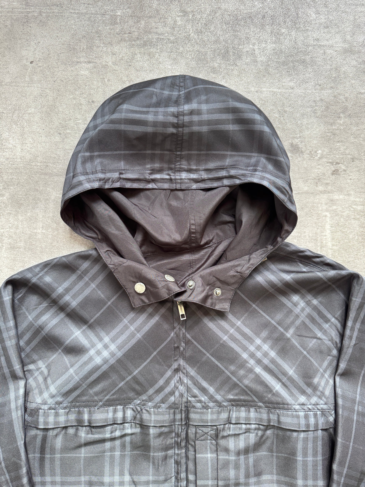 2000's Burberry UK Made Packable Plaid Tech Jacket