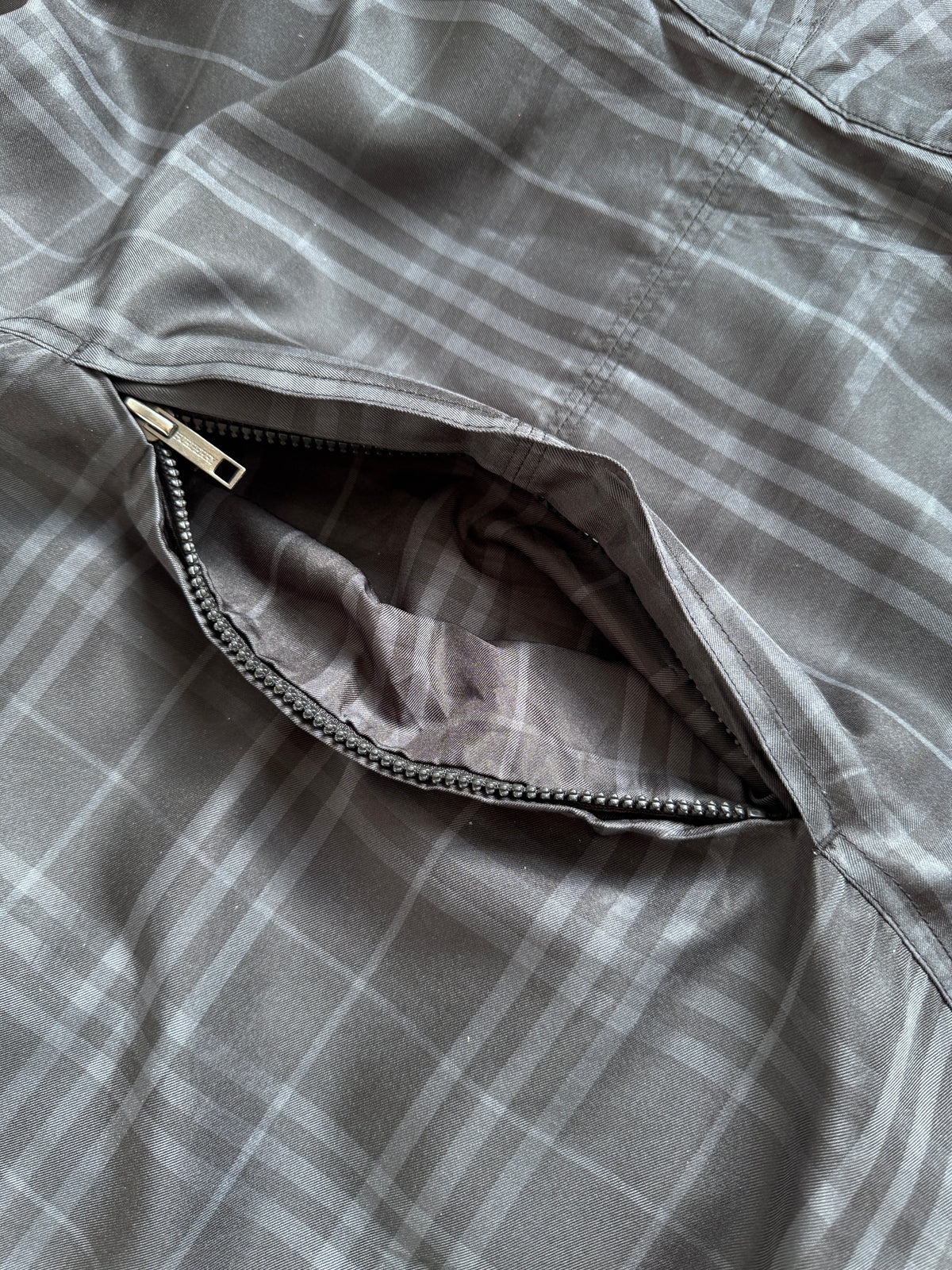 2000's Burberry UK Made Packable Plaid Tech Jacket