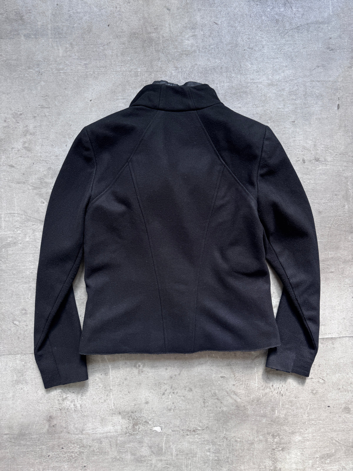Helmut Lang Asymmetrical Funnel Neck Wool Blouson