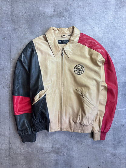 Pelle Pelle Jumbo Spellout Tri-Tone Leather Bomber Jacket