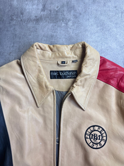 Pelle Pelle Jumbo Spellout Tri-Tone Leather Bomber Jacket