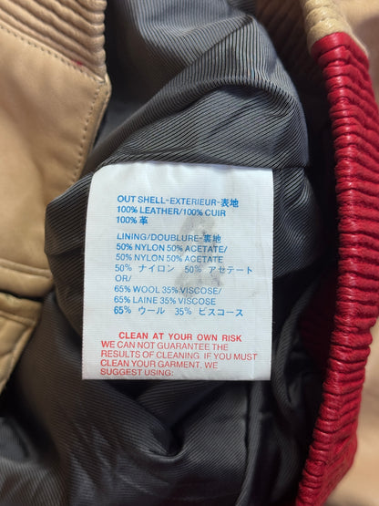 Pelle Pelle Jumbo Spellout Tri-Tone Leather Bomber Jacket