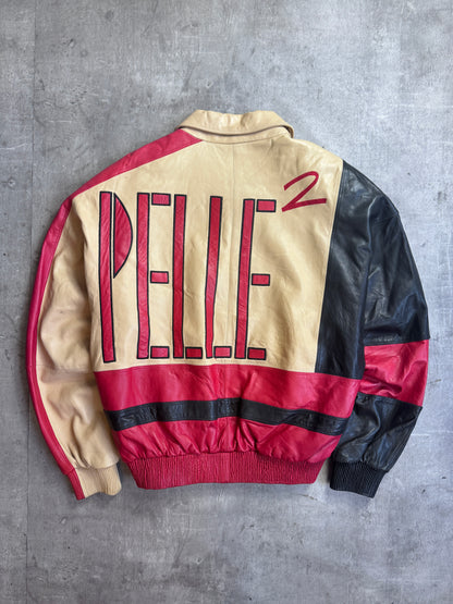 Pelle Pelle Jumbo Spellout Tri-Tone Leather Bomber Jacket