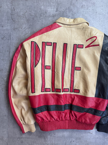Pelle Pelle Jumbo Spellout Tri-Tone Leather Bomber Jacket