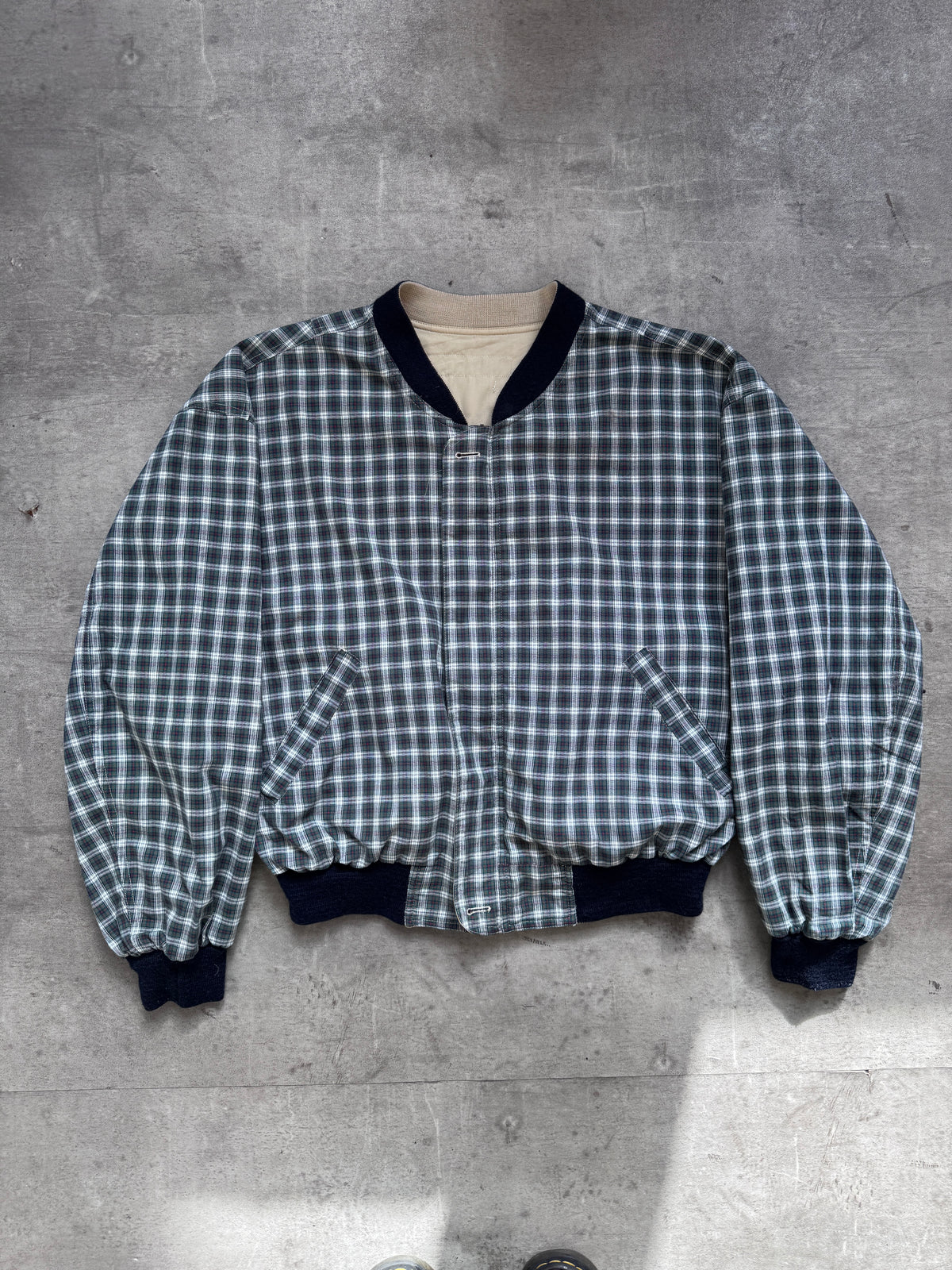 1980's Emporio Armani Plaid Check Reversible Blouson (Sold As Seen)