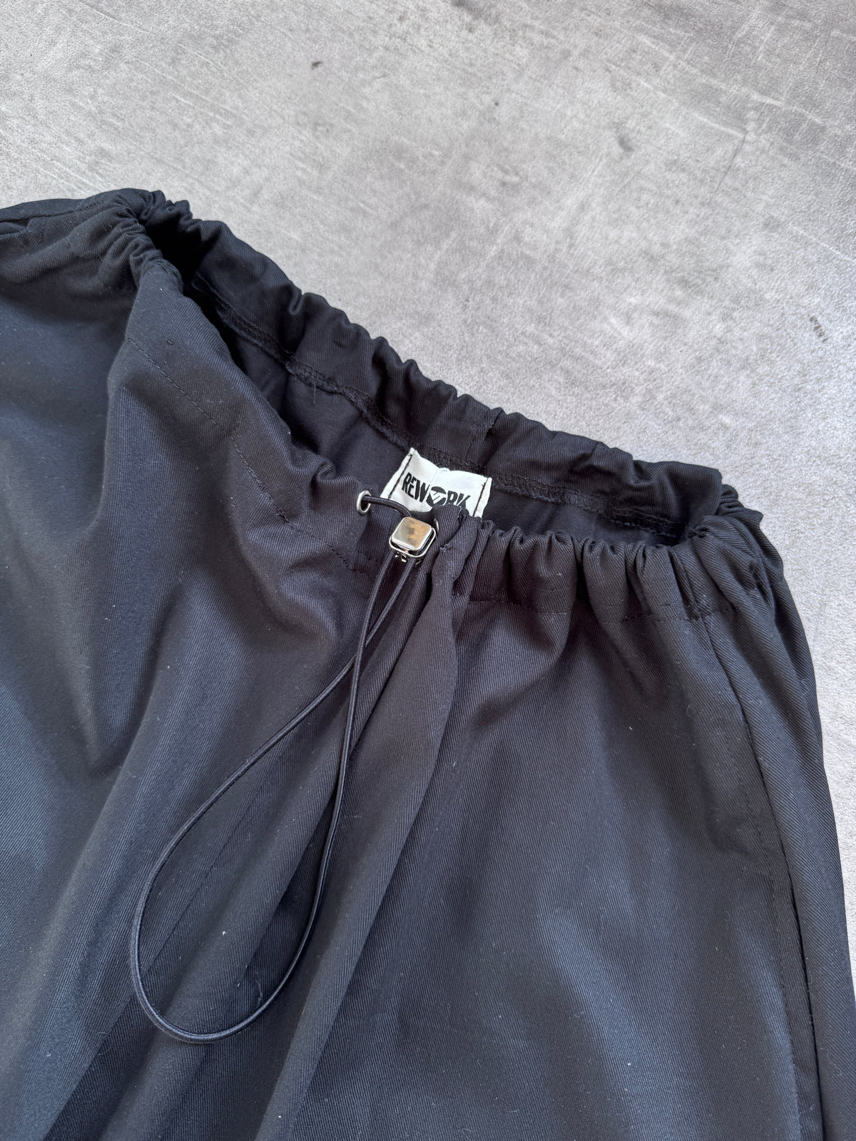VT Rework: Oversized Black Cotton Drawcord Balloon Pants