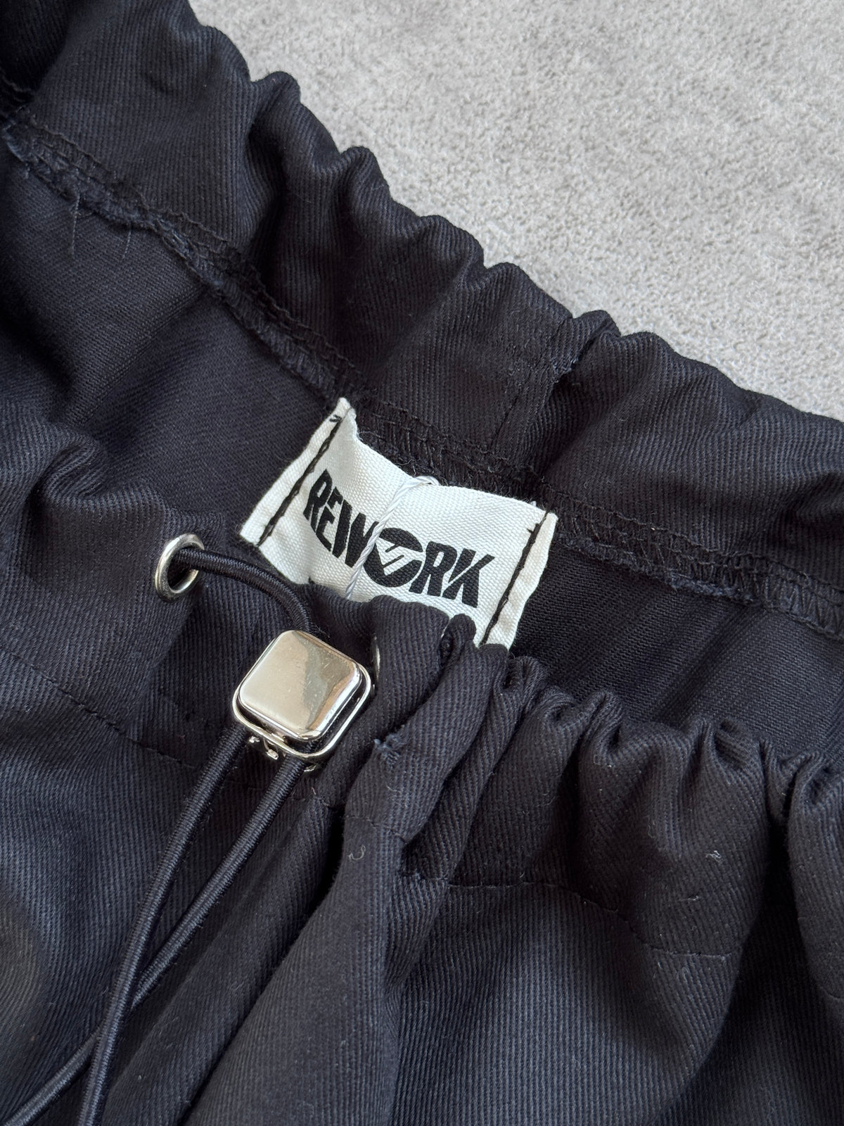 VT Rework: Oversized Black Cotton Drawcord Balloon Pants