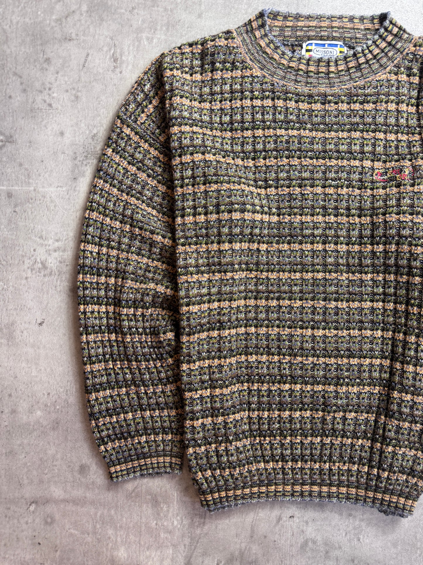 Missoni Sport Mock Neck Abstract Intarsia Knit Sweater