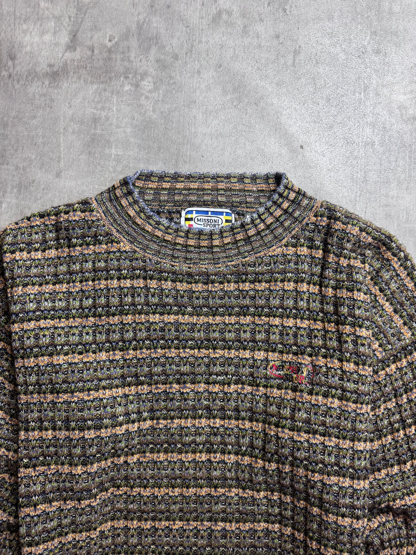 Missoni Sport Mock Neck Abstract Intarsia Knit Sweater