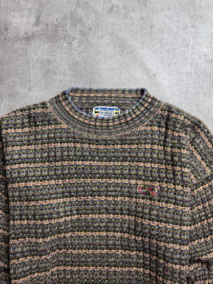 Missoni Sport Mock Neck Abstract Intarsia Knit Sweater