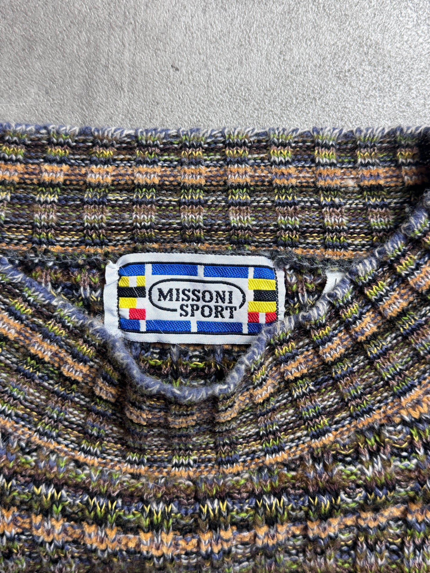 Missoni Sport Mock Neck Abstract Intarsia Knit Sweater