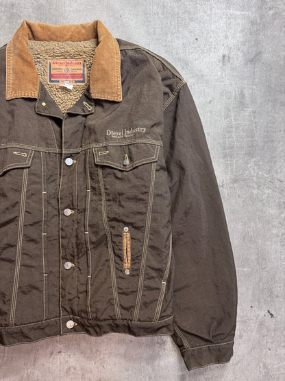 1990's Diesel Khaki Contrast Stitch Pile Fleece Jacket