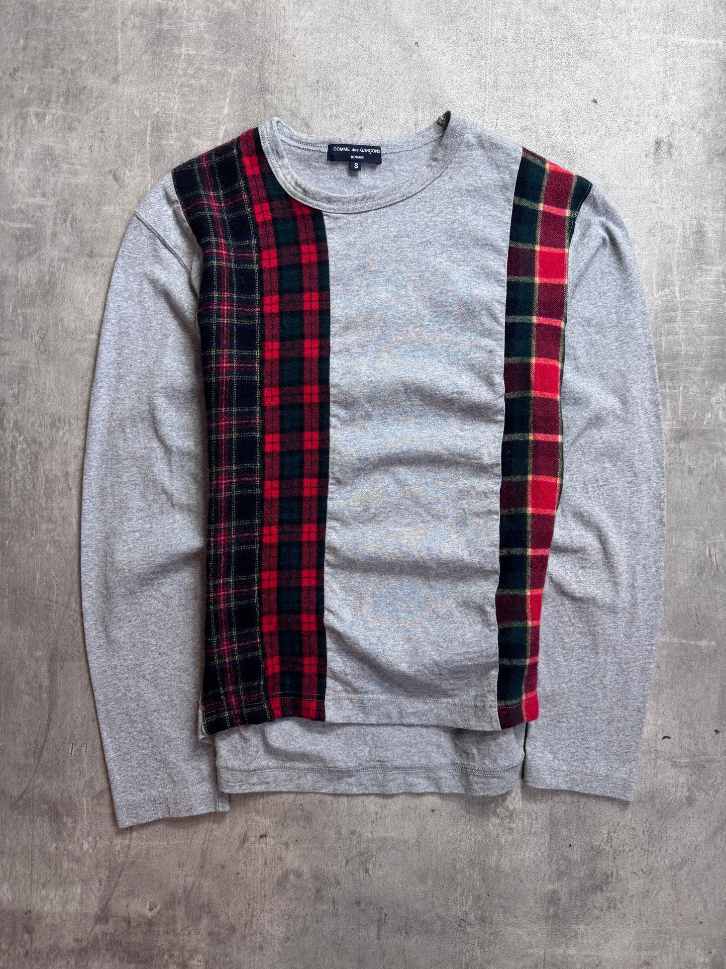 2011 CDG Grey Cut & Sew Mixed Plaid LS Tee