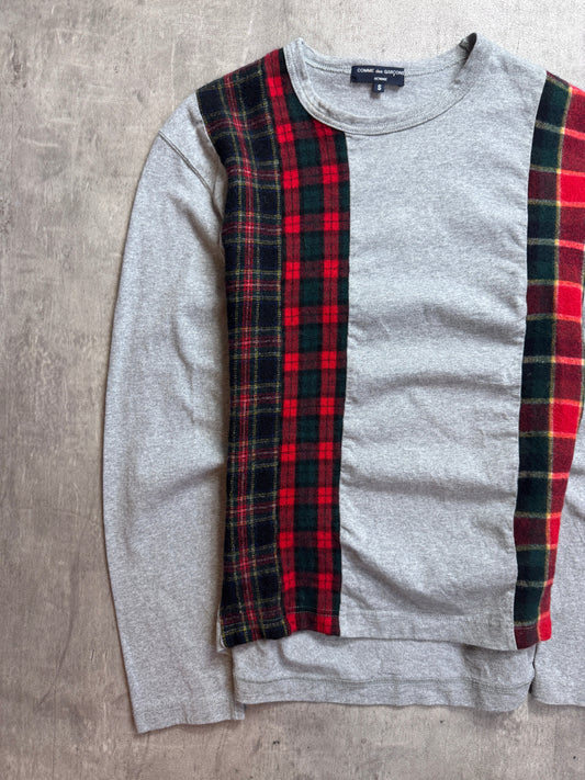 2011 CDG Grey Cut & Sew Mixed Plaid LS Tee