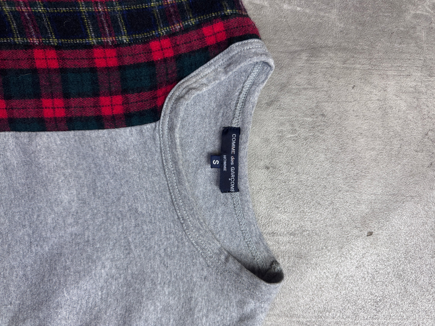 2011 CDG Grey Cut & Sew Mixed Plaid LS Tee