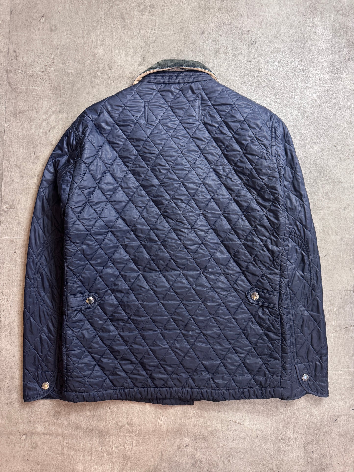 Burberry Diamond Quilt Corduroy Collar Nova Check Country Jacket