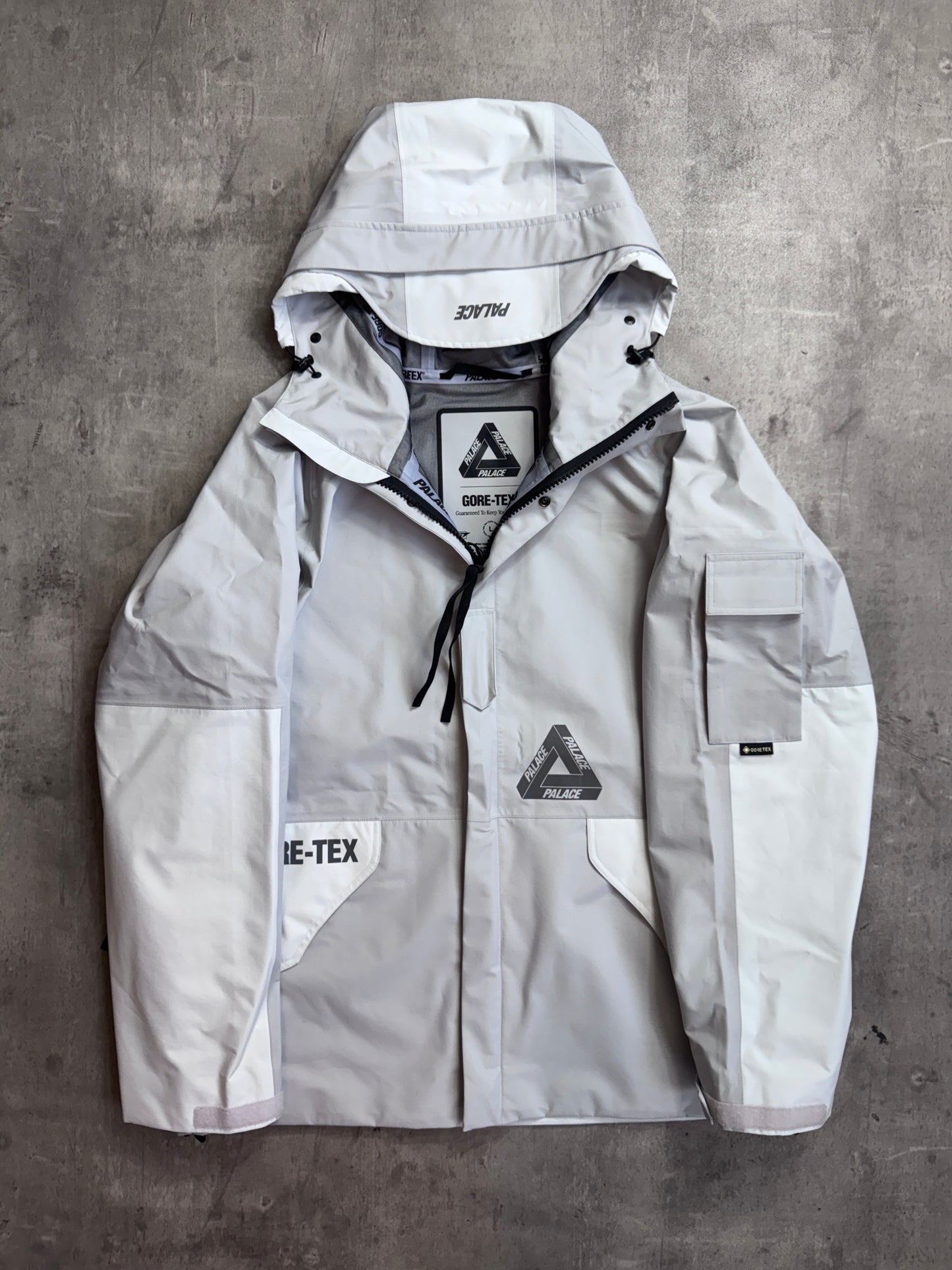 Palace Gore Tex Grey Tech Wave Length Reflective Logo Full Zip Up Jacket