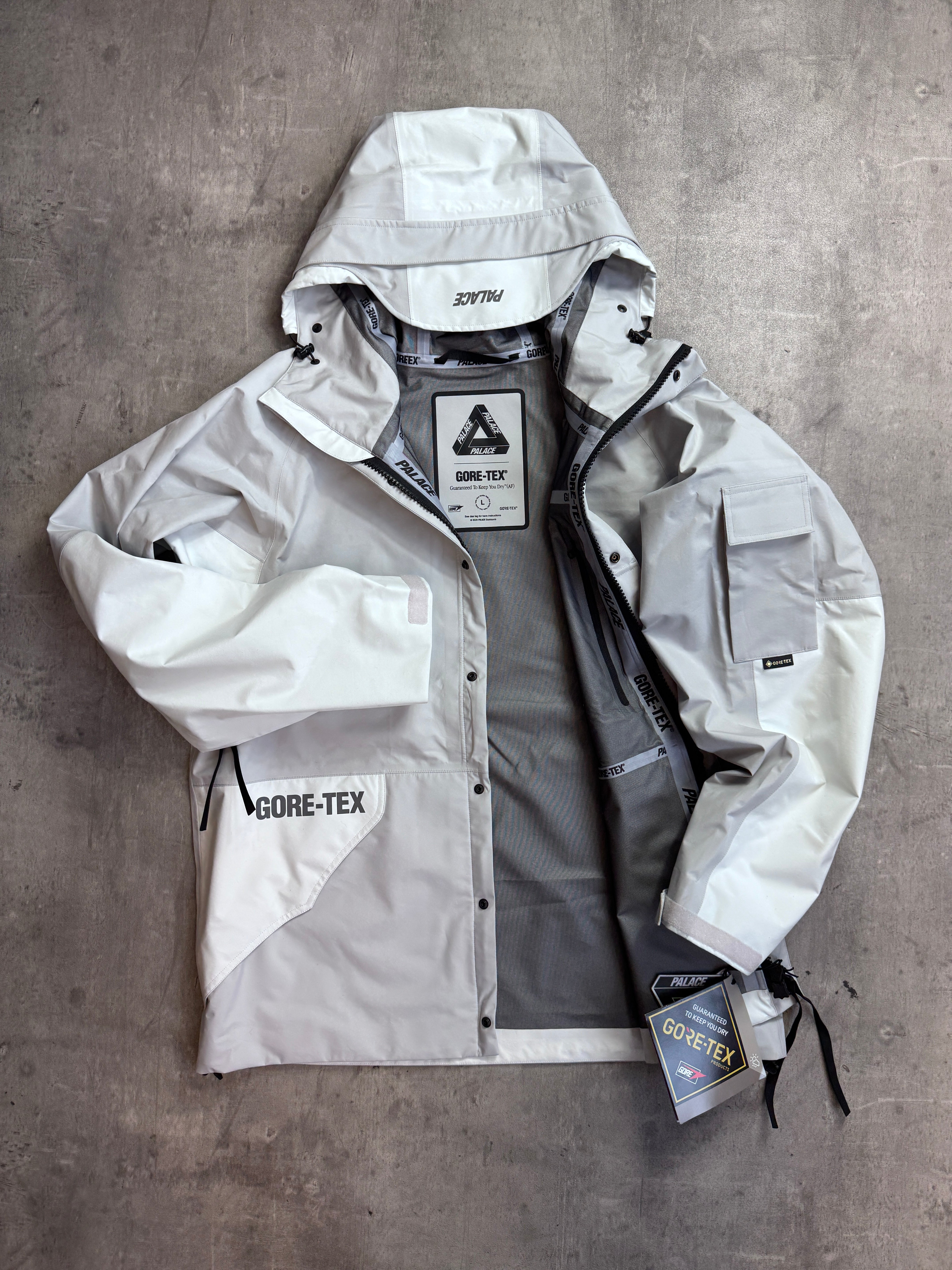 Palace Gore Tex Grey Tech Wave Length Reflective Logo Full Zip Up