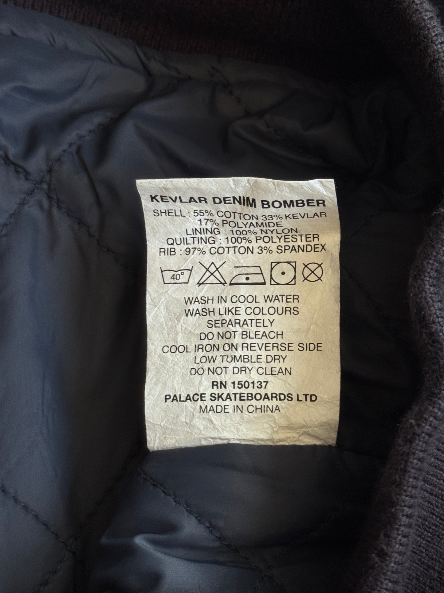 F/W 2022 Palace Kevlar Dark Denim Bomber