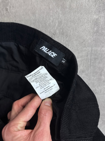 F/W 2022 Palace Embroidered Double Dragon Tour Black Corduroy Wide Leg Trousers