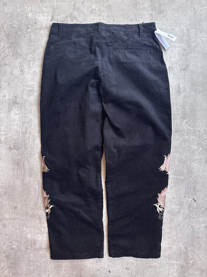 F/W 2022 Palace Embroidered Double Dragon Tour Black Corduroy Wide Leg Trousers