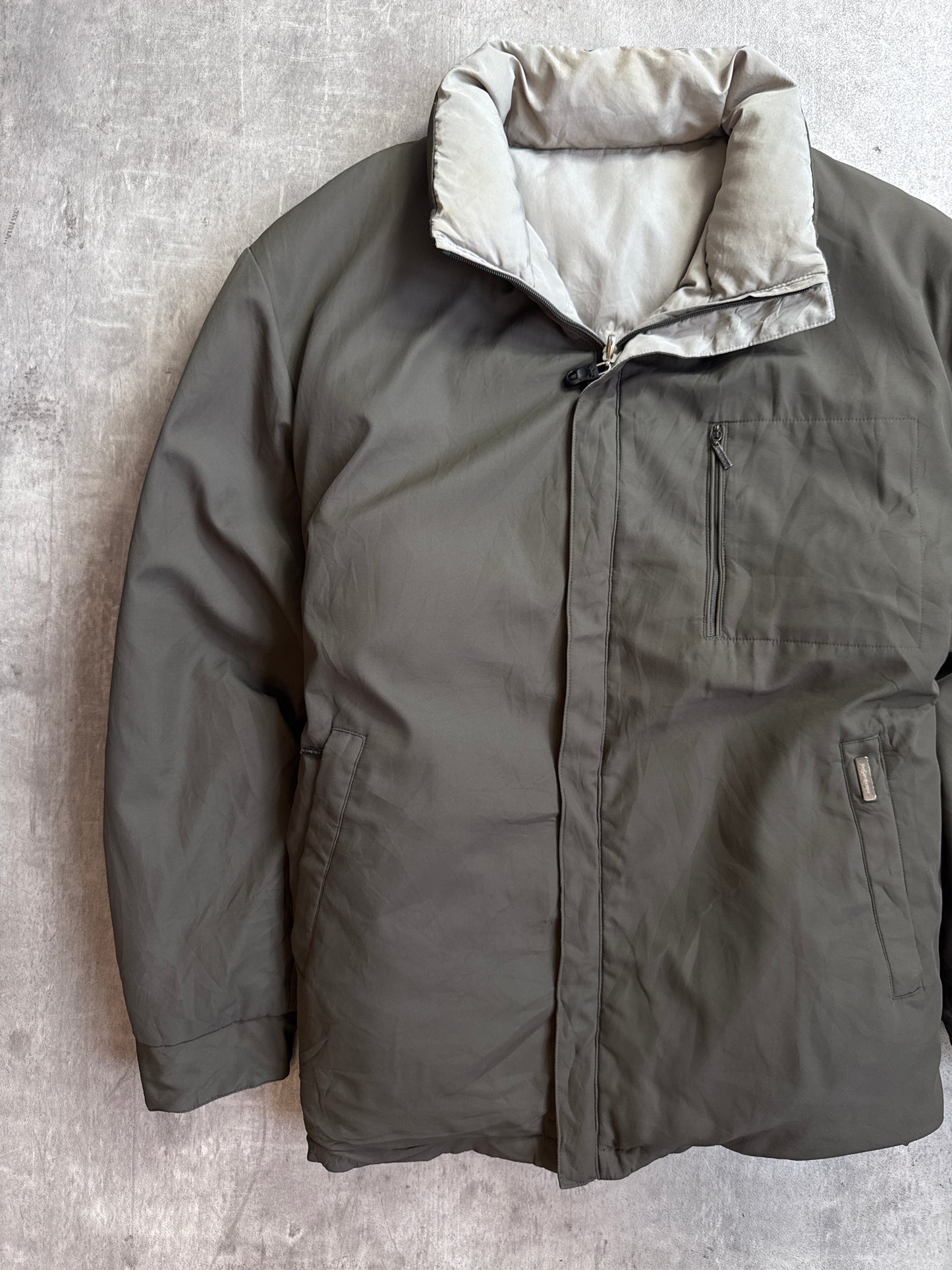 1990's YSL Contrast Grey Reversible Puffer Jacket