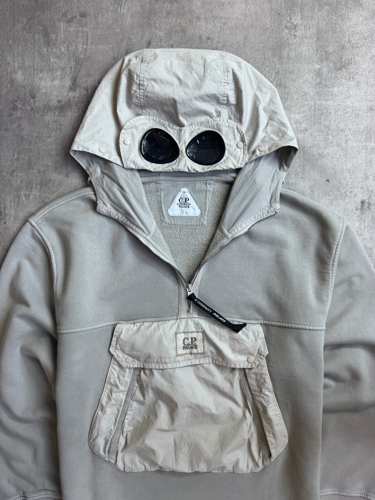 S/S 2025 C.P. Company x Palace Grey Quarter Zip Front Pocket Tech Hoodie