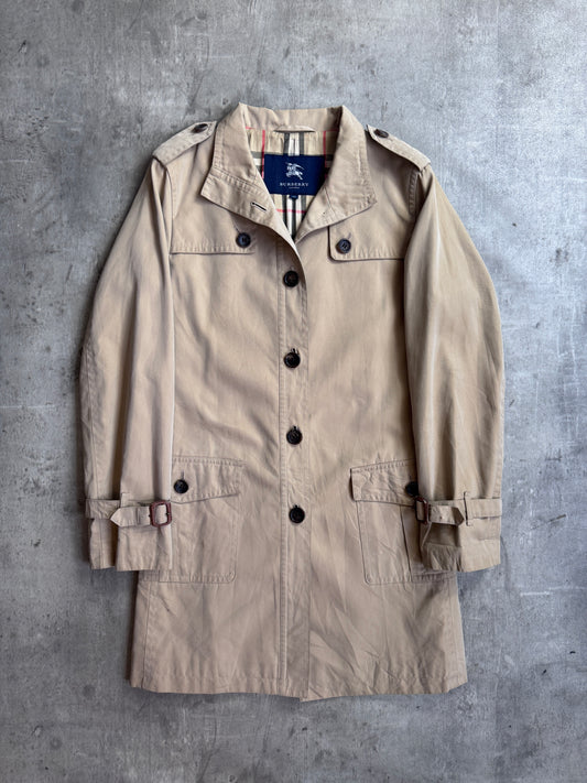 Burberry Beige Nova Check Lined Button Down Midi Trench