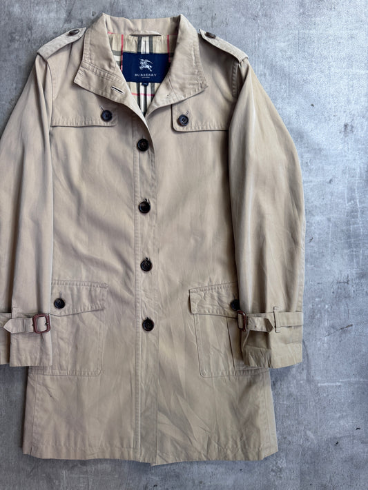 Burberry Beige Nova Check Lined Button Down Midi Trench