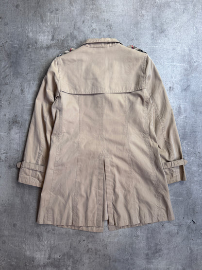 Burberry Beige Nova Check Lined Button Down Midi Trench