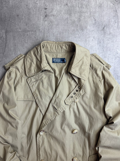 1990's Polo Ralph Lauren Light Khaki Double Breasted Trench Coat