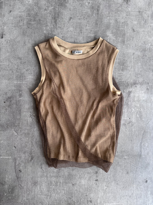 Issey Miyaki Mesh Layered Bubble Hem Tank Top