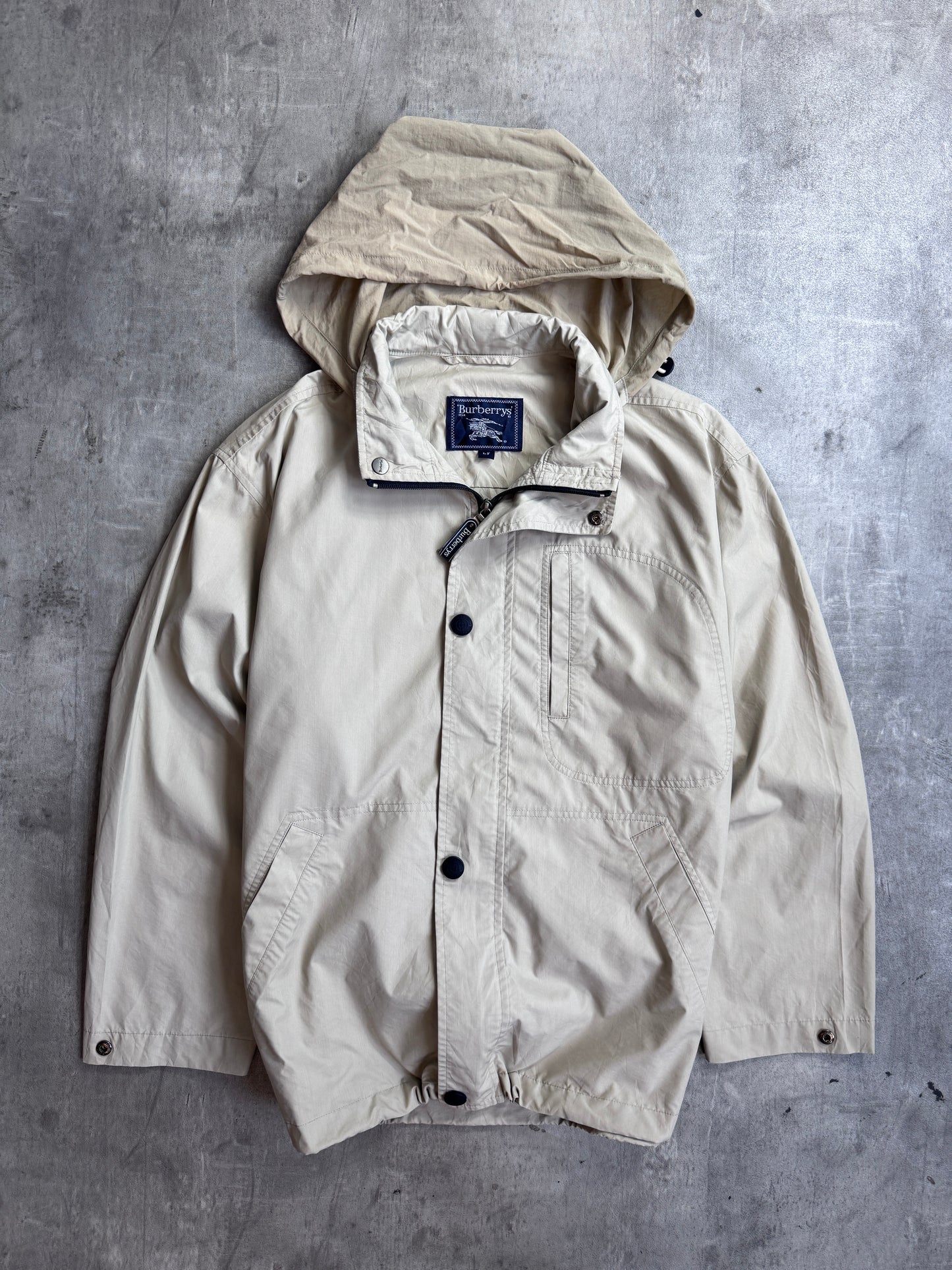 Burberry Foldable Backpack Beige Hooded Lightweight Tech Jacket