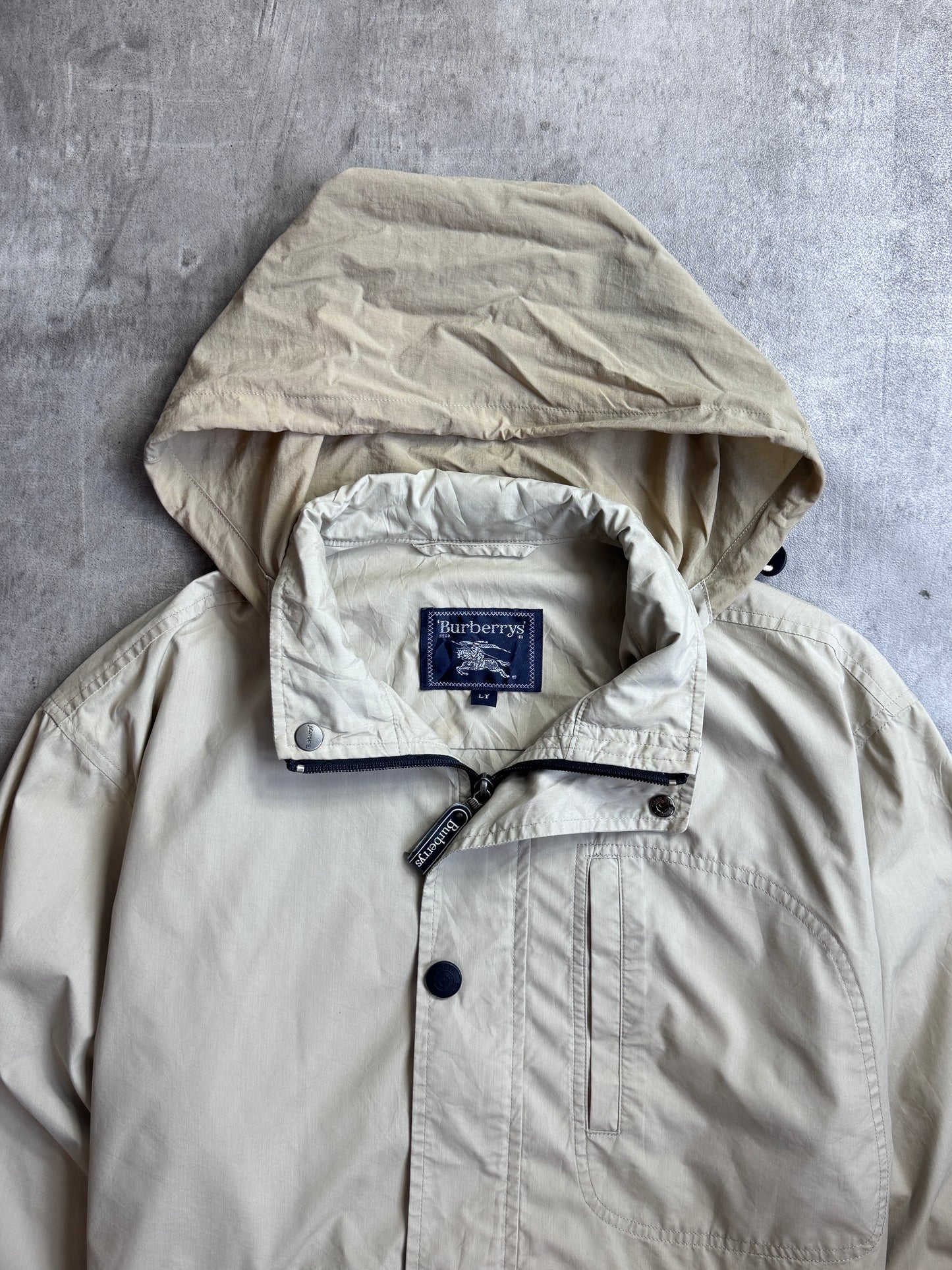 Burberry Foldable Backpack Beige Hooded Lightweight Tech Jacket