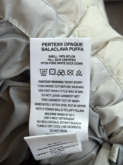 Palace Peretex Opaque Balaclava Fleece Lined Hood Grey Contract Duck Feather Puffer Jacket