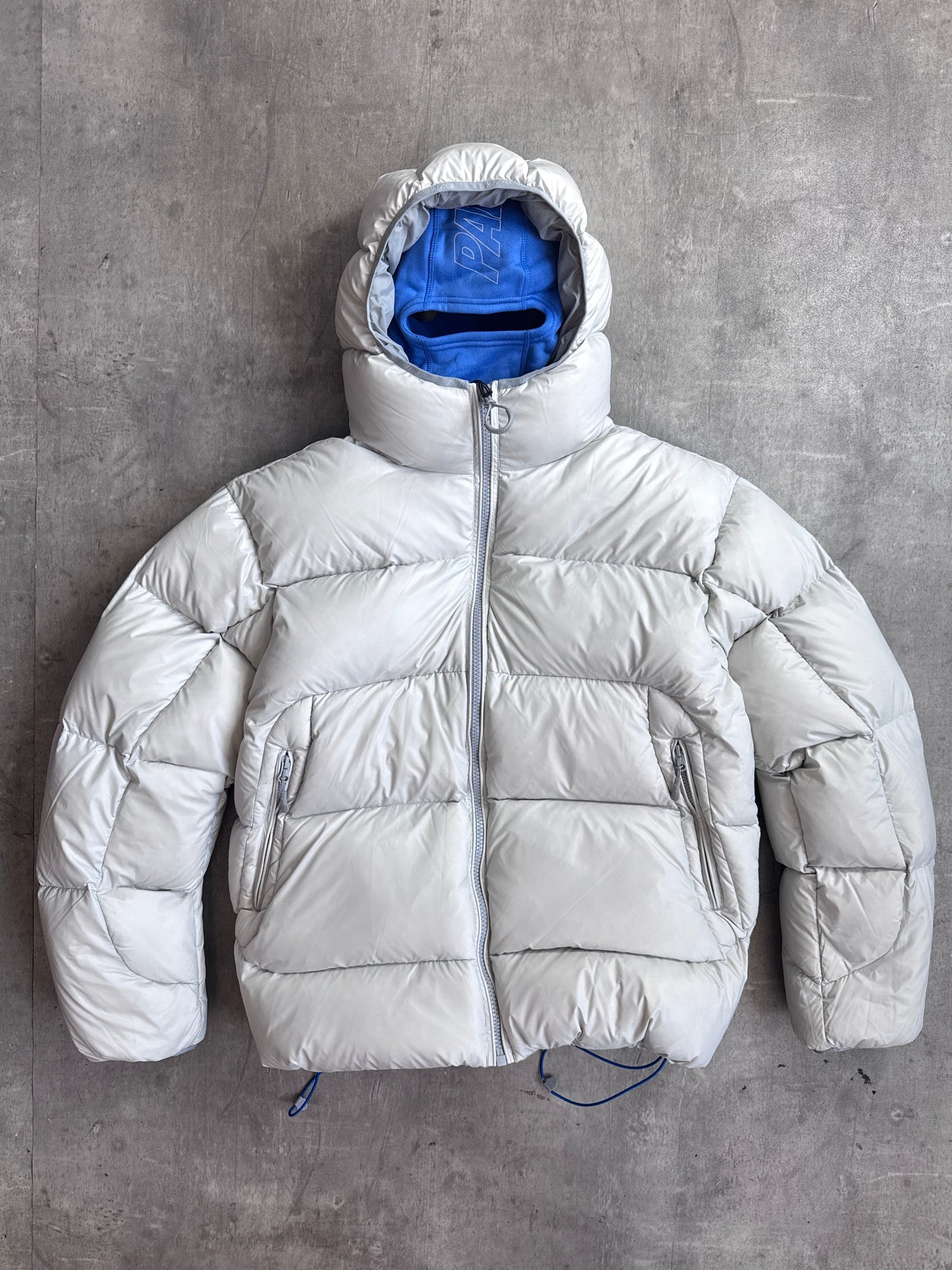 Palace Peretex Opaque Balaclava Fleece Lined Hood Grey Contract Duck Feather Puffer Jacket