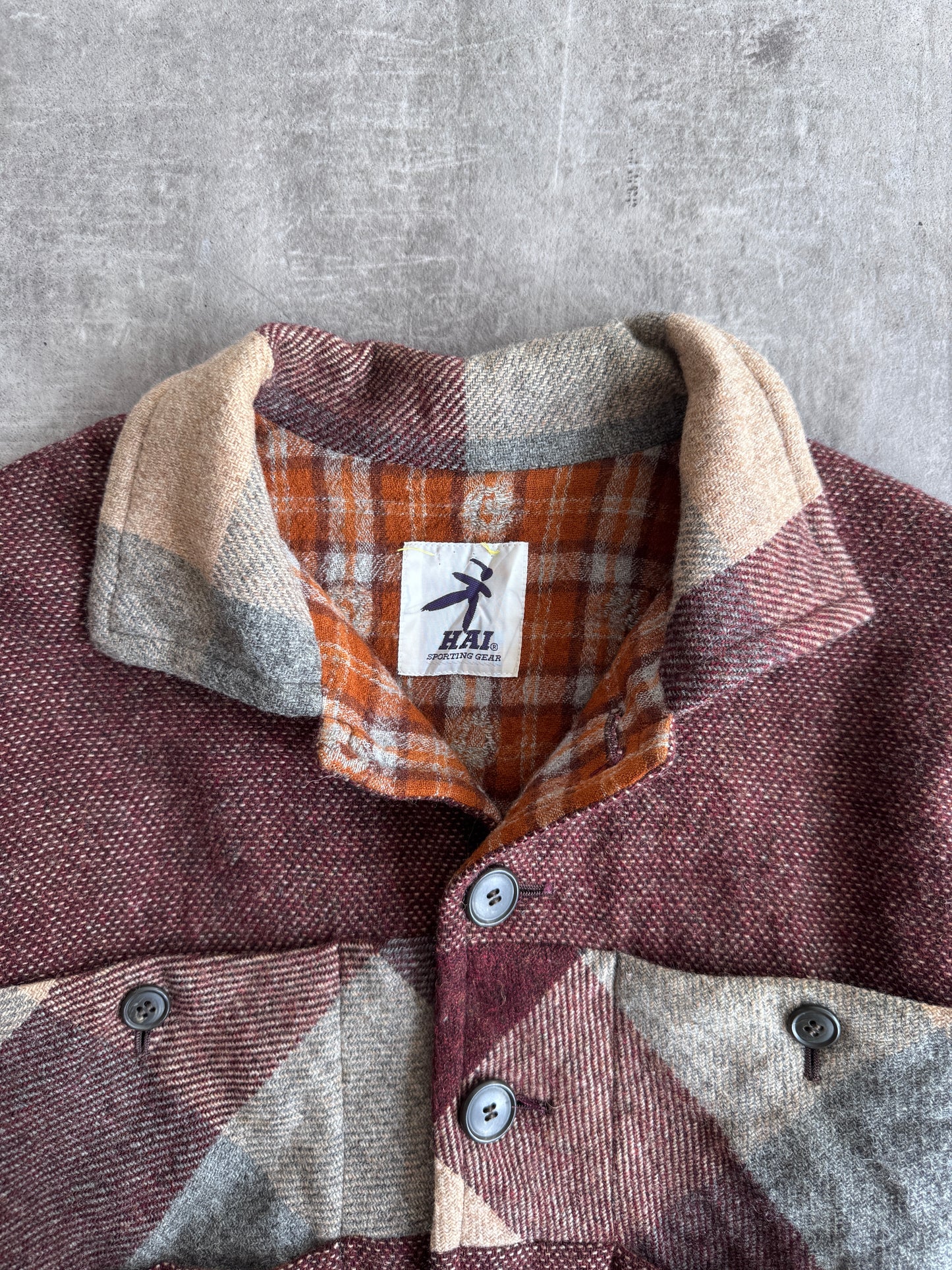 Hai Sporting Gear Knit Fleck Sleeve Cropped Flannel Jacket
