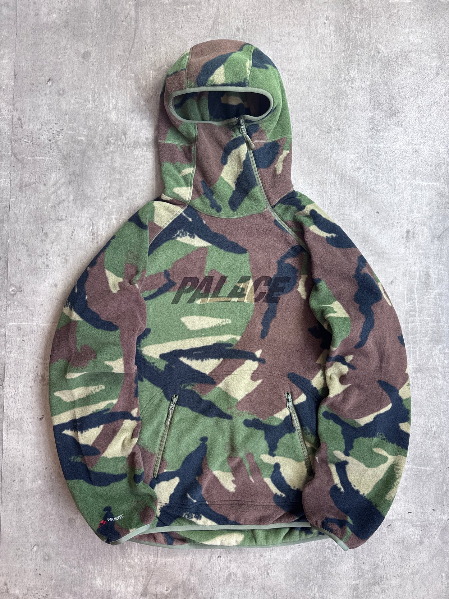 Palace PolarTech Ninja Hood Asymmetric Zip Camoflauge Fleece Hoodie