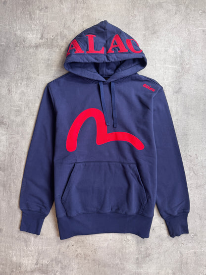Palace x Evisu 00s Seagull Navy Cotton Red Embroidered Logo Hoodie